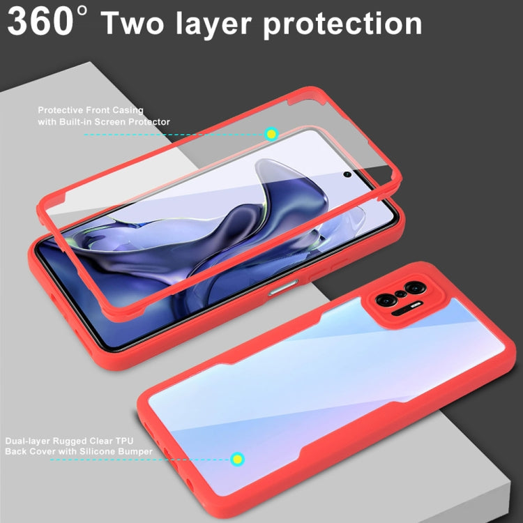 For Xiaomi Mi 11T / 11T Pro Acrylic + TPU 360 Degrees Full Coverage Shockproof Phone Case(Red) - Xiaomi Cases by PMC TechLife | Online Shopping South Africa | PMC TechLife | Buy Now Pay Later Mobicred
