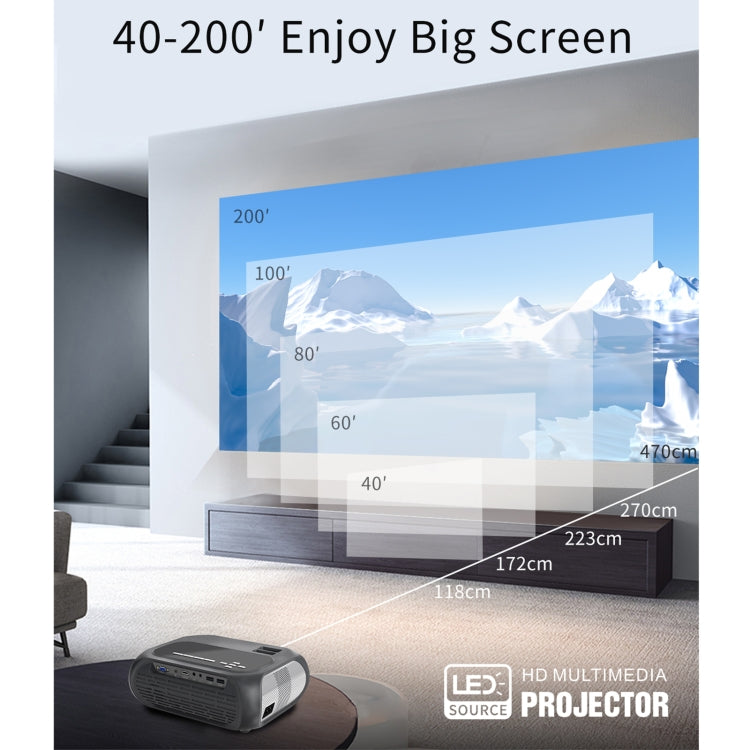 T7i 720P 200 ANSI Home Theater LED HD Digital Projector, Same Screen Version, EU Plug(Silver Grey) - LED Projector by PMC TechLife | Online Shopping South Africa | PMC TechLife | Buy Now Pay Later Mobicred