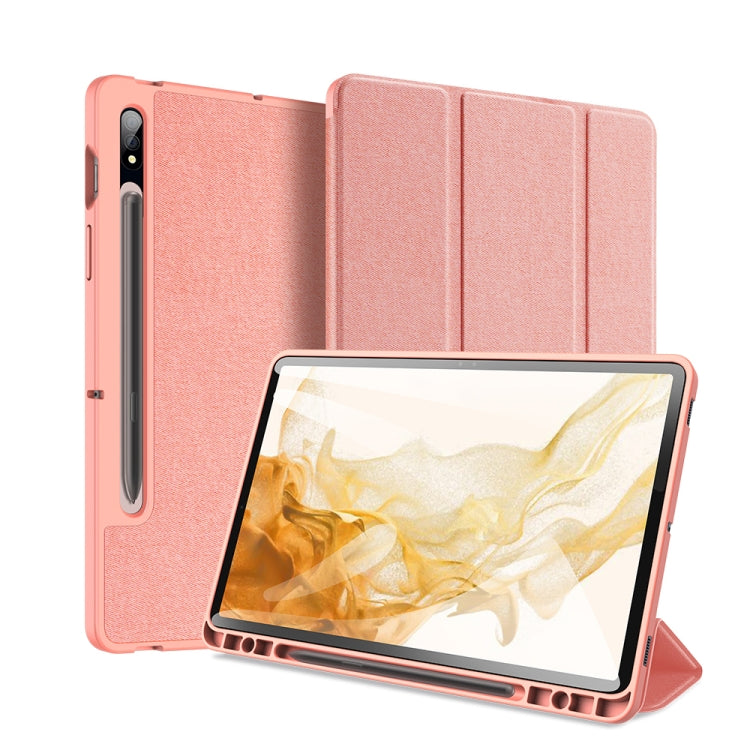 For Samsung Galaxy Tab S8 / Galaxy Tab S7 DUX DUCIS Domo Series Magnetic PU Leather Tablet Case(Pink) - Galaxy Tab S8 Cases by DUX DUCIS | Online Shopping South Africa | PMC Jewellery | Buy Now Pay Later Mobicred