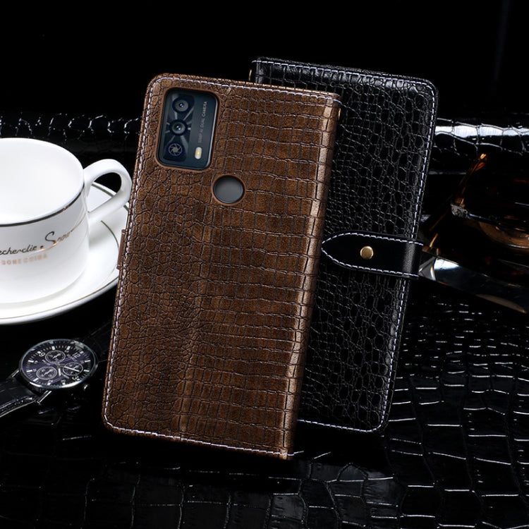 For TCL 20B idewei Crocodile Texture Horizontal Flip Leather Phone Case(Dark Blue) - More Brand by idewei | Online Shopping South Africa | PMC Jewellery | Buy Now Pay Later Mobicred