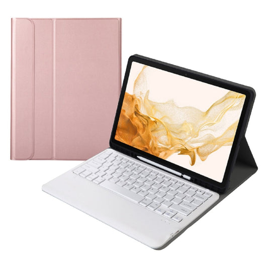 A800B Split Bluetooth Keyboard Leather Case with Holder & Pen Slot For Samsung Galaxy Tab S8+ X800(Rose Gold) - Samsung Keyboard by PMC Jewellery | Online Shopping South Africa | PMC Jewellery