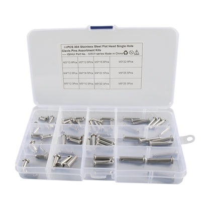 A6829 64 in 1 304 Stainless Steel Flat Head Single Hole Clevis Pins Assortment Kit - Booster Cable & Clip by PMC Jewellery | Online Shopping South Africa | PMC Jewellery | Buy Now Pay Later Mobicred