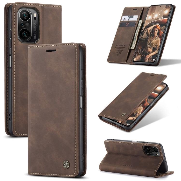 For Xiaomi Redmi K40 / K40 Pro / Poco F3／Mi 11i／Mi 11X／Mi 11X Pro CaseMe 013 Multifunctional Leather Phone Case(Coffee) - Xiaomi Cases by CaseMe | Online Shopping South Africa | PMC Jewellery | Buy Now Pay Later Mobicred