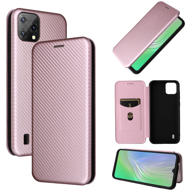 For Blackview A55 Carbon Fiber Texture Horizontal Flip PU Phone Case(Pink) - More Brand by PMC TechLife | Online Shopping South Africa | PMC TechLife