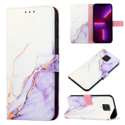 For Xiaomi Redmi Note 9S / Note 9 Pro / Note 9 Pro Max PT003 Marble Pattern Flip Leather Phone Case(White Purple LS006) - Xiaomi Cases by PMC Jewellery | Online Shopping South Africa | PMC Jewellery | Buy Now Pay Later Mobicred