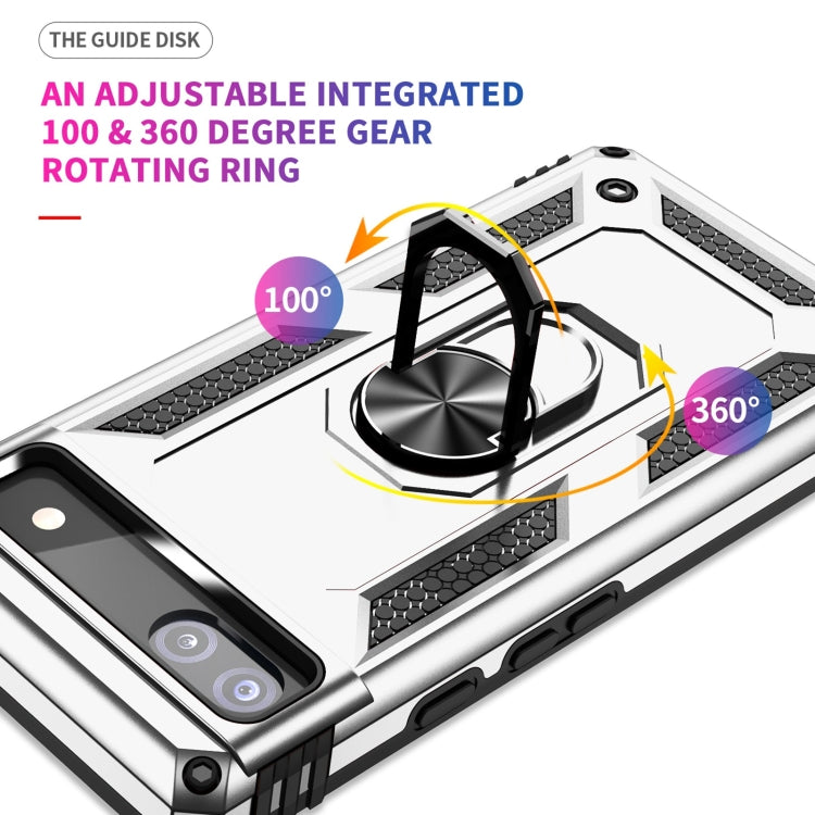 For Google Pixel 6A Shockproof TPU + PC Protective Case with 360 Degree Rotating Holder(Silver) - Google Cases by PMC TechLife | Online Shopping South Africa | PMC TechLife | Buy Now Pay Later Mobicred