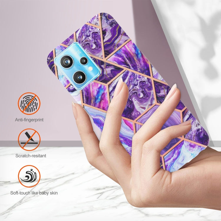 For OPPO Realme 9 Pro+ 5G Electroplating IMD Splicing Marble TPU Phone Case(Dark Purple) - Realme Cases by PMC TechLife | Online Shopping South Africa | PMC TechLife | Buy Now Pay Later Mobicred