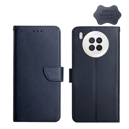 For Huawei Nova 8i/Honor 50 Lite Global Genuine Leather Fingerprint-proof Horizontal Flip Phone Case(Blue) - Huawei Cases by PMC Jewellery | Online Shopping South Africa | PMC Jewellery | Buy Now Pay Later Mobicred