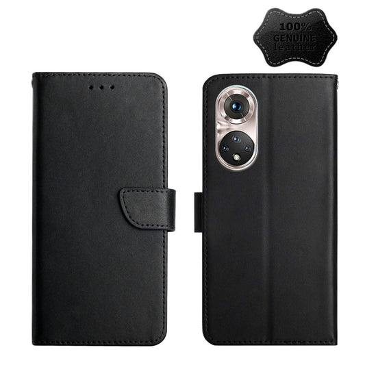 For Huawei P50 Genuine Leather Fingerprint-proof Horizontal Flip Phone Case(Black) - Huawei Cases by PMC Jewellery | Online Shopping South Africa | PMC Jewellery | Buy Now Pay Later Mobicred