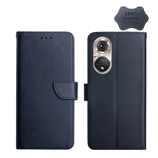 For Huawei P50 Pro Genuine Leather Fingerprint-proof Horizontal Flip Phone Case(Blue) - Huawei Cases by PMC Jewellery | Online Shopping South Africa | PMC Jewellery | Buy Now Pay Later Mobicred