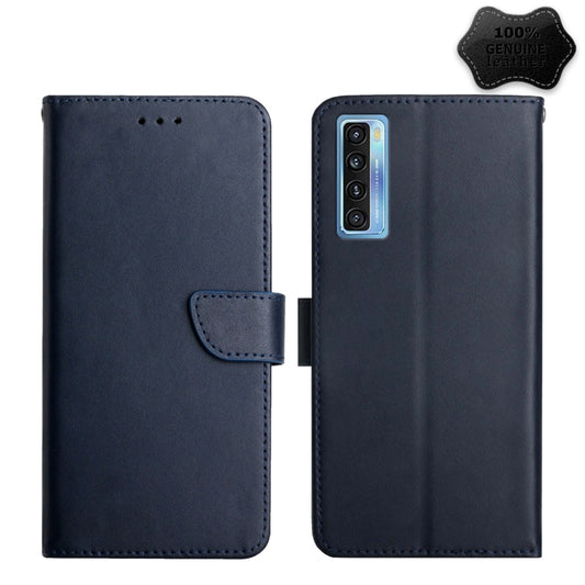 For TCL 20L+ Genuine Leather Fingerprint-proof Flip Phone Case(Blue) - More Brand by PMC Jewellery | Online Shopping South Africa | PMC Jewellery | Buy Now Pay Later Mobicred