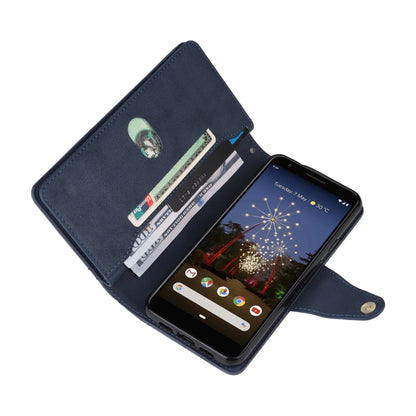 For Google Pixel 3A Rivet Buckle 9 Cards Three Fold Leather Phone Case(Blue) - Google Cases by PMC Jewellery | Online Shopping South Africa | PMC Jewellery | Buy Now Pay Later Mobicred