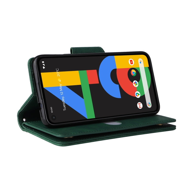 For Google Pixel 4A 4G Rivet Buckle 9 Cards Three Fold Leather Phone Case(Green) - Google Cases by PMC Jewellery | Online Shopping South Africa | PMC Jewellery | Buy Now Pay Later Mobicred