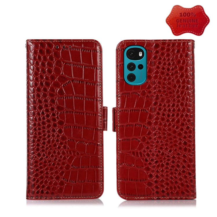 For Motorola Moto G22 Crocodile Top Layer Cowhide Leather Phone Case(Red) - free shipping - PMC TechLife - Order now!