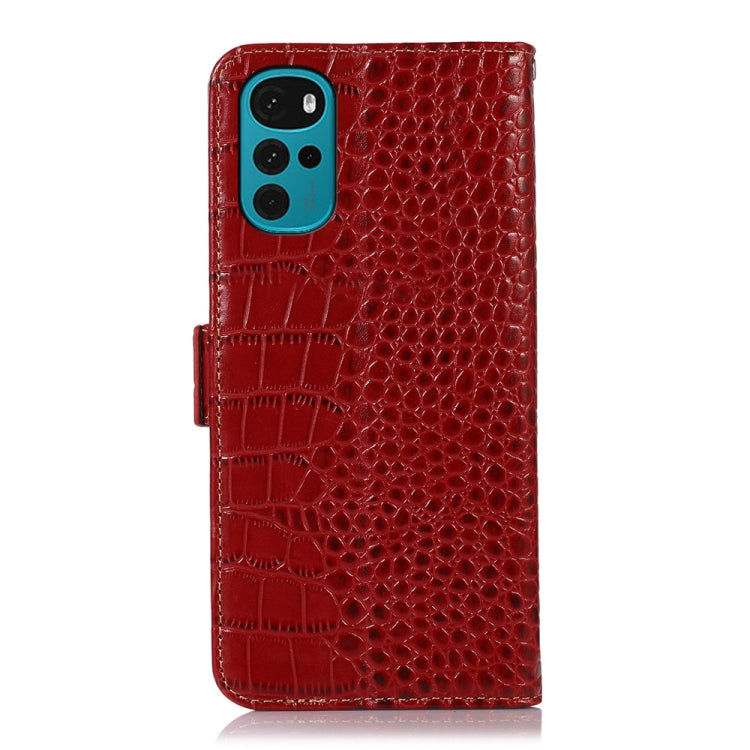 For Motorola Moto G22 Crocodile Top Layer Cowhide Leather Phone Case(Red) - free shipping - PMC TechLife - Order now!