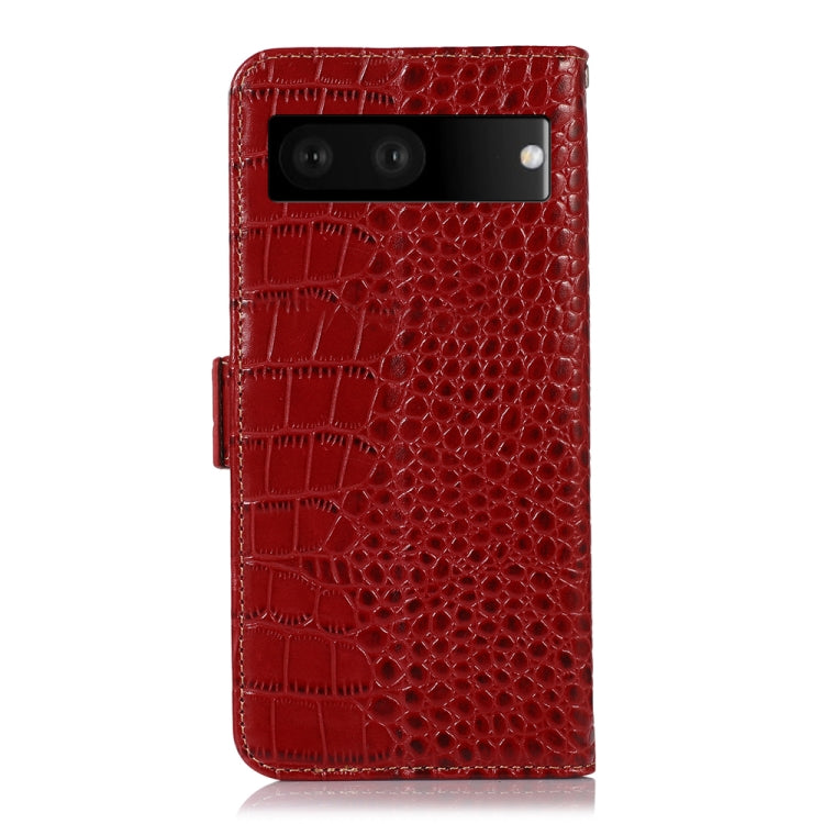 For Google Pixel 7 5G Crocodile Top Layer Cowhide Leather Phone Case(Red) - Google Cases by PMC TechLife | Online Shopping South Africa | PMC TechLife | Buy Now Pay Later Mobicred