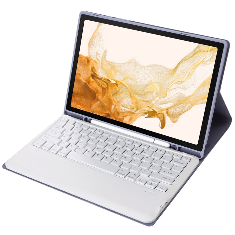 A800B Candy Color Detachable Bluetooth Keyboard Case with Pen Slot for Samsung Galaxy Tab S8+  / S7+ / S7 FE(Purple) - Samsung Keyboard by PMC TechLife | Online Shopping South Africa | PMC TechLife