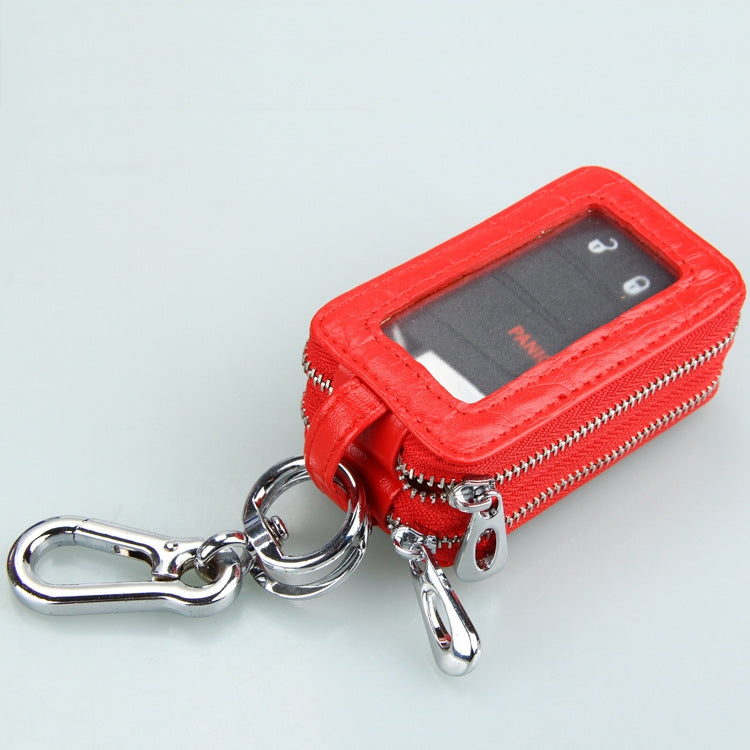 9075 Universal Crocodile Texture Genuine Leather Double Zipper Car Key Case(Coffee) - Car Key Cases by PMC Jewellery | Online Shopping South Africa | PMC Jewellery | Buy Now Pay Later Mobicred