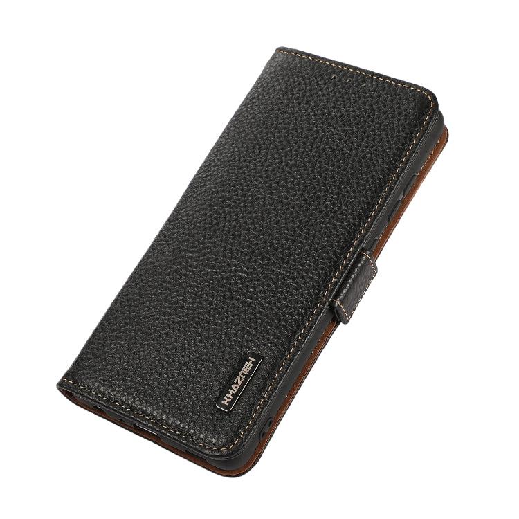For Honor Magic 4 KHAZNEH Side-Magnetic Litchi Genuine Leather RFID Phone Case(Black) - Honor Cases by PMC TechLife | Online Shopping South Africa | PMC TechLife | Buy Now Pay Later Mobicred