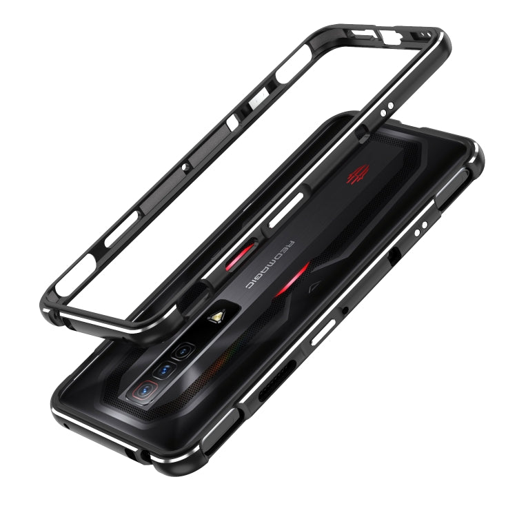For ZTE nubia Red Magic 7 Pro Aurora Series Metal Frame Phone Case(Black Silver) - ZTE Cases by PMC TechLife | Online Shopping South Africa | PMC TechLife | Buy Now Pay Later Mobicred