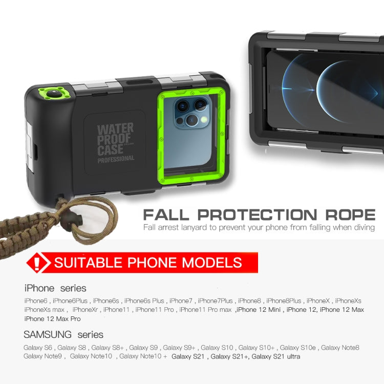 RedPepper 2nd Generation Diving Waterproof Protective Case, Waterproof depth: 15m(Black + Green) - Waterproof Bag by RedPepper | Online Shopping South Africa | PMC Jewellery | Buy Now Pay Later Mobicred