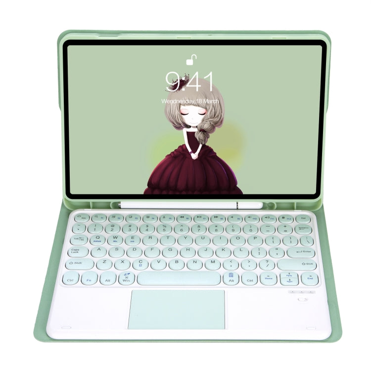 YA610B-A Candy Color Skin Feel Texture Round Keycap Bluetooth Keyboard Leather Case with Touchpad For Samsung Galaxy Tab S6 Lite 10.4 inch SM-P610 / SM-P615(Light Green) - Samsung Keyboard by PMC TechLife | Online Shopping South Africa | PMC TechLife