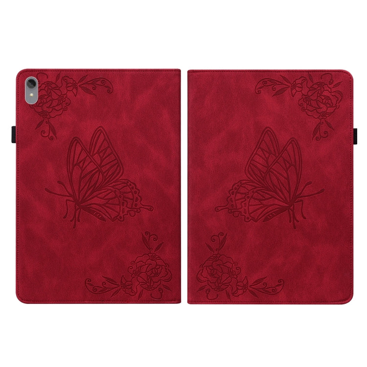 For Lenovo Tab P11 TB-J606F Butterfly Flower Embossed Leather Tablet Case(Red) - Lenovo by PMC TechLife | Online Shopping South Africa | PMC TechLife | Buy Now Pay Later Mobicred