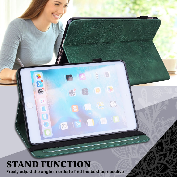 For Lenovo M10 Plus 10.6 3rd Gen 2022 Lace Flower Embossing Pattern Leather Tablet Case(Green) - Lenovo by PMC TechLife | Online Shopping South Africa | PMC TechLife | Buy Now Pay Later Mobicred