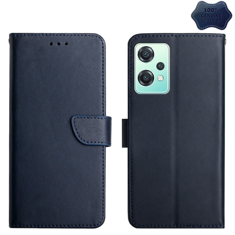 For OnePlus Nord CE 2 Lite 5G Genuine Leather Fingerprint-proof Horizontal Flip Phone Case(Blue) - OnePlus Cases by PMC TechLife | Online Shopping South Africa | PMC TechLife | Buy Now Pay Later Mobicred