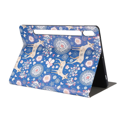 For Samsung Galaxy Tab S8 / Tab S7 Painted Voltage Pen Slot Tablet Smart Case(Blue Elk) - Galaxy Tab S8 Cases by PMC Jewellery | Online Shopping South Africa | PMC Jewellery