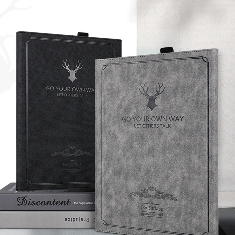 For Microsoft Surface Go 3 / 2 / 1 Deer Head Pattern Tablet Leather Case(Black) - Others by PMC Jewellery | Online Shopping South Africa | PMC Jewellery | Buy Now Pay Later Mobicred