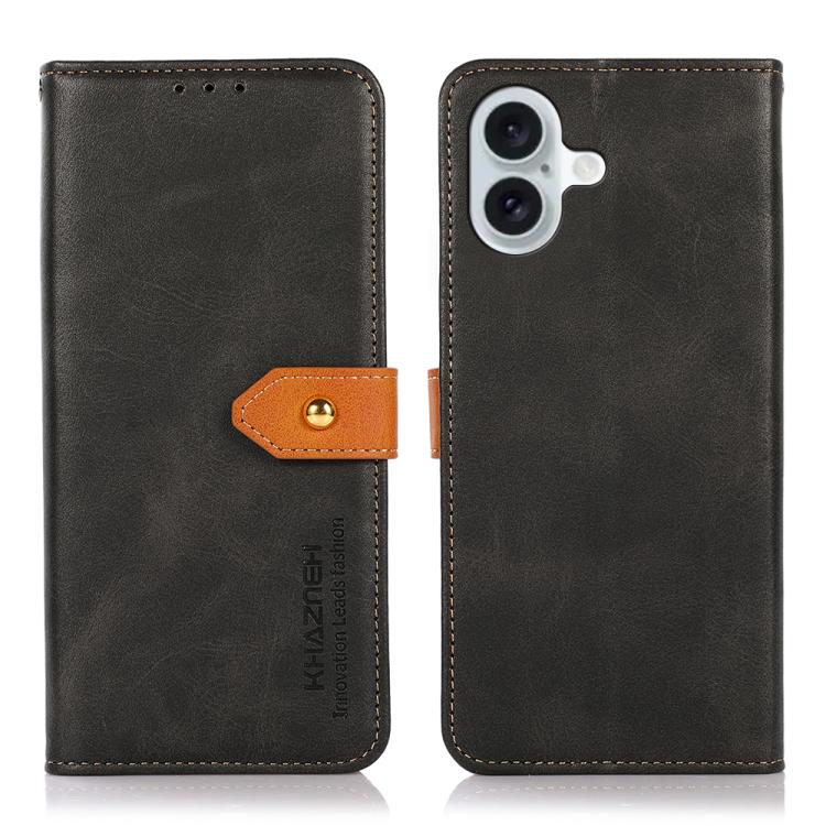 For iPhone 17 KHAZNEH Dual-color Cowhide Texture Flip Leather Phone Case(Black) - free shipping - PMc TechLife - Order now!