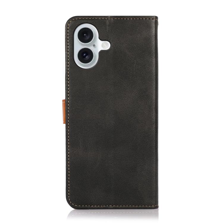 For iPhone 17 KHAZNEH Dual-color Cowhide Texture Flip Leather Phone Case(Black) - free shipping - PMc TechLife - Order now!
