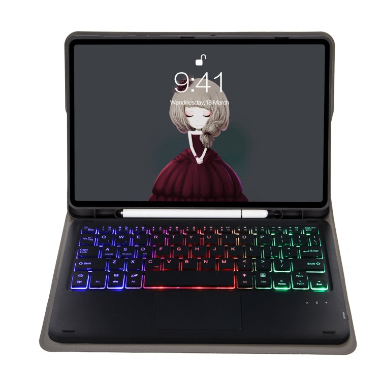 A07B-AS Lambskin Pen Slot Touch Pad Backlight Bluetooth Keyboard Leather Tablet Case For iPad 9.7 2018&2017 / Pro 9.7 / Air 2(Blue) - For iPad Pro by PMC TechLife | Online Shopping South Africa | PMC TechLife