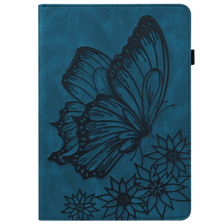For Huawei MediaPad T5 Big Butterfly Embossed Leather Tablet Case(Blue) - Huawei by PMC TechLife | Online Shopping South Africa | PMC TechLife | Buy Now Pay Later Mobicred