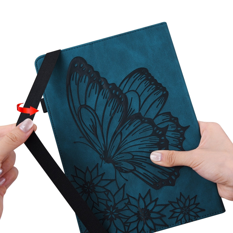 For Huawei MediaPad T5 Big Butterfly Embossed Leather Tablet Case(Blue) - Huawei by PMC TechLife | Online Shopping South Africa | PMC TechLife | Buy Now Pay Later Mobicred