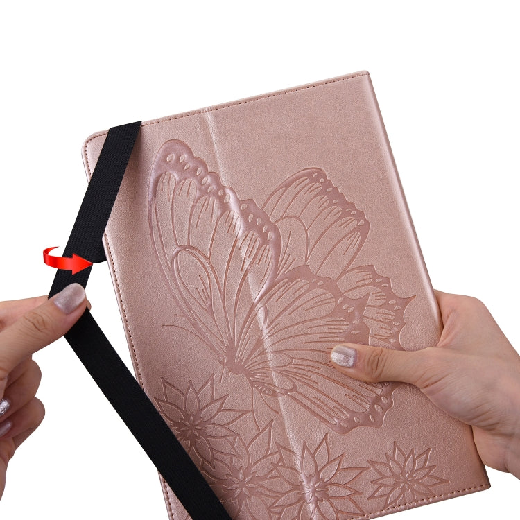 For Huawei MatePad T 10s Big Butterfly Embossed Leather Tablet Case(Rose Gold) - Huawei by PMC TechLife | Online Shopping South Africa | PMC TechLife | Buy Now Pay Later Mobicred