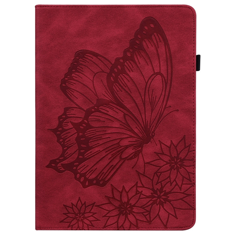 For Huawei MatePad T 10s Big Butterfly Embossed Leather Tablet Case(Red) - Huawei by PMC TechLife | Online Shopping South Africa | PMC TechLife | Buy Now Pay Later Mobicred