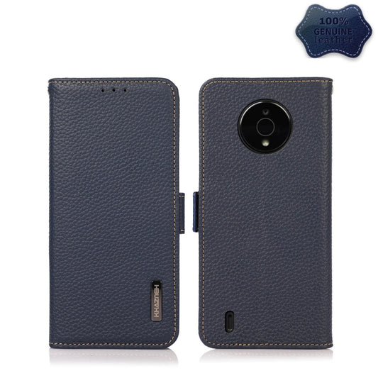 For Nokia C200 KHAZNEH Side-Magnetic Litchi Genuine Leather RFID Phone Case(Blue) - Nokia Cases by PMC Jewellery | Online Shopping South Africa | PMC Jewellery | Buy Now Pay Later Mobicred