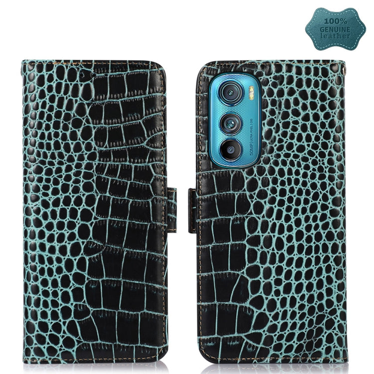 For Motorola Edge 30 5G Crocodile Top Layer Cowhide Leather Phone Case(Green) - Motorola Cases by PMC TechLife | Online Shopping South Africa | PMC TechLife | Buy Now Pay Later Mobicred