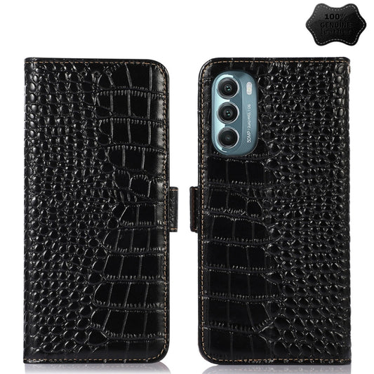 For Motorola Moto G Stylus 5G 2022 Crocodile Top Layer Cowhide Leather Phone Case(Black) - Motorola Cases by PMC Jewellery | Online Shopping South Africa | PMC Jewellery | Buy Now Pay Later Mobicred