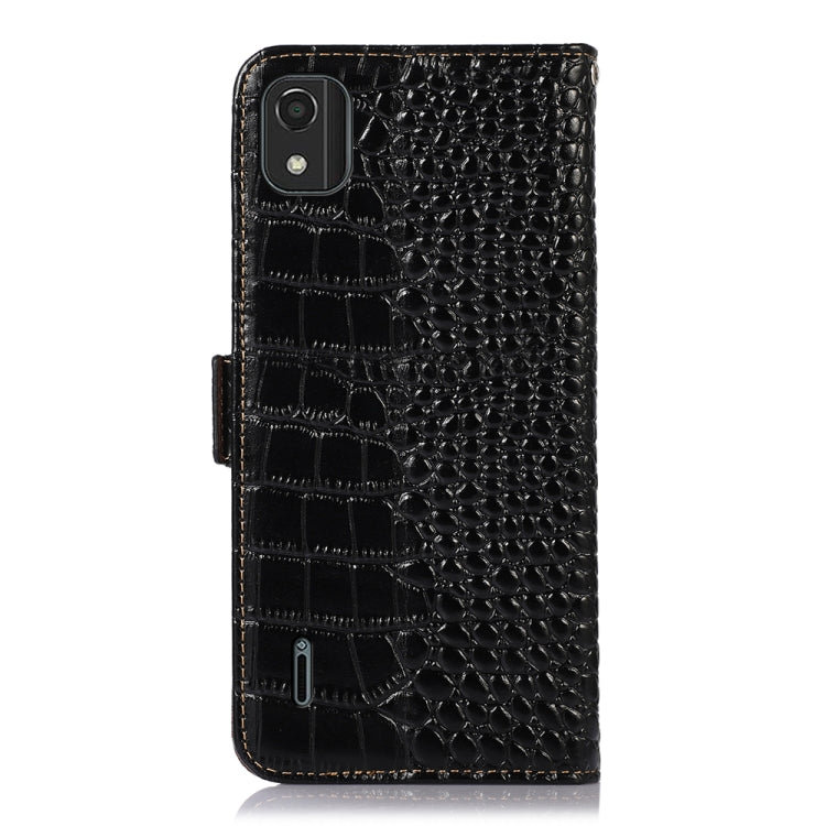 For Nokia C2 2nd Edition Crocodile Top Layer Cowhide Leather Phone Case(Black) - Nokia Cases by PMC TechLife | Online Shopping South Africa | PMC TechLife | Buy Now Pay Later Mobicred