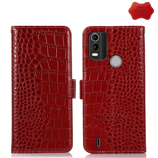 For Nokia C21 Plus Crocodile Top Layer Cowhide Leather Phone Case(Red) - Nokia Cases by PMC Jewellery | Online Shopping South Africa | PMC Jewellery | Buy Now Pay Later Mobicred