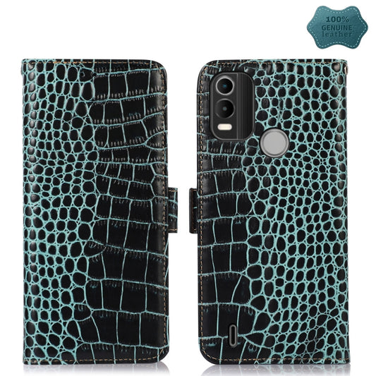 For Nokia C21 Plus Crocodile Top Layer Cowhide Leather Phone Case(Green) - Nokia Cases by PMC Jewellery | Online Shopping South Africa | PMC Jewellery | Buy Now Pay Later Mobicred