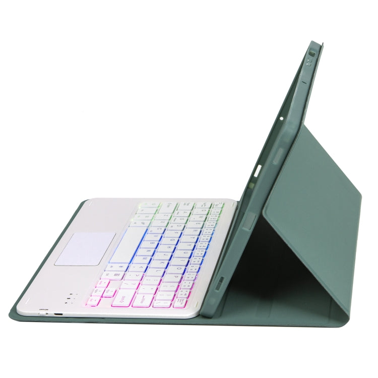 For Samsung Galaxy Tab S8 / S7 A700B-AS Candy Color Backlight Bluetooth Keyboard Leather Tablet Case(Dark Green) - Samsung Keyboard by PMC TechLife | Online Shopping South Africa | PMC TechLife