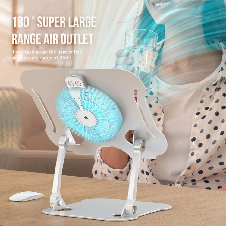 R-JUST BJ01-5 Laptop Foldable Lift Bracket with Fan(Silver) - Laptop Stand by R-JUST | Online Shopping South Africa | PMC TechLife | Buy Now Pay Later Mobicred