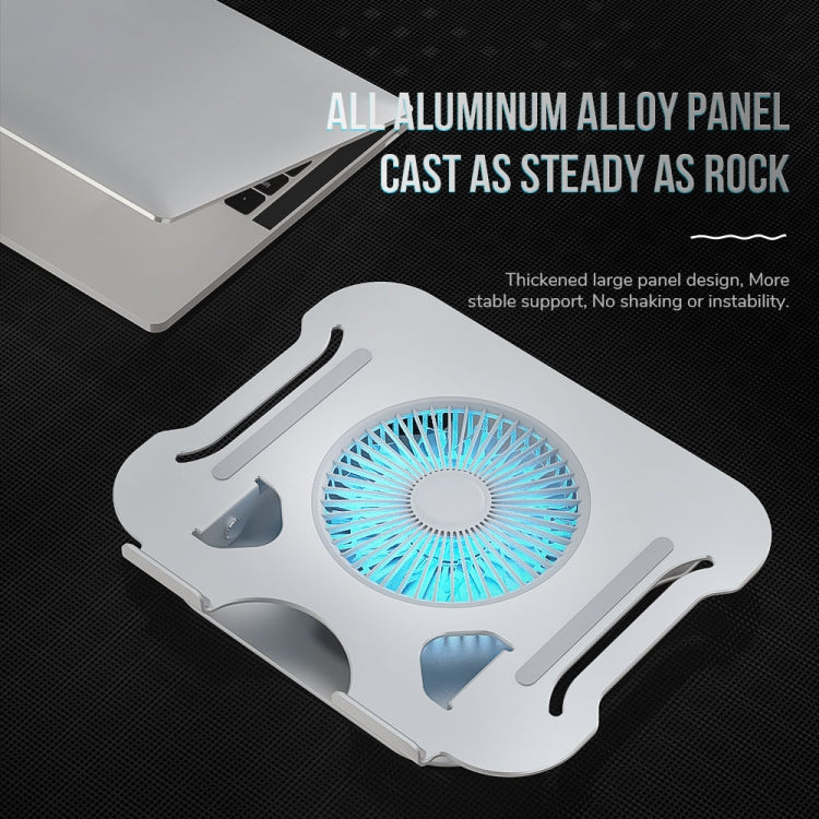R-JUST BJ01-5 Laptop Foldable Lift Bracket with Fan(Silver) - Laptop Stand by R-JUST | Online Shopping South Africa | PMC TechLife | Buy Now Pay Later Mobicred