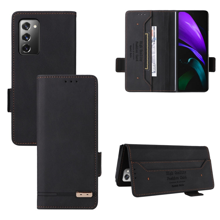For Samsung Galaxy Z Fold2 5G Magnetic Clasp Flip Leather Phone Case(Black) - Galaxy Phone Cases by PMC TechLife | Online Shopping South Africa | PMC TechLife