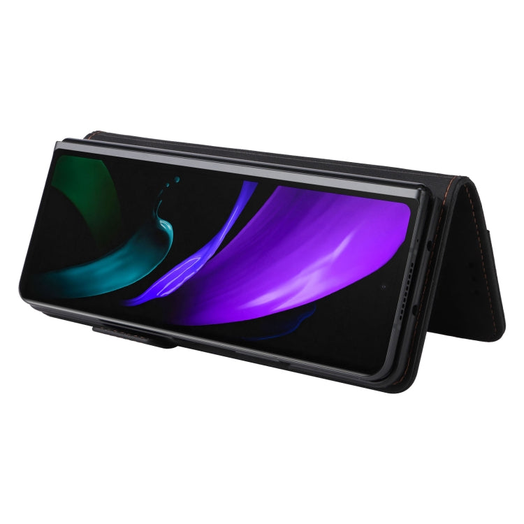 For Samsung Galaxy Z Fold2 5G Magnetic Clasp Flip Leather Phone Case(Black) - Galaxy Phone Cases by PMC TechLife | Online Shopping South Africa | PMC TechLife