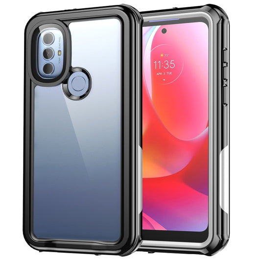 For Motorola Moto G Power 2022 Life Waterproof Dustproof Shockproof Transparent Acrylic Protective Phone Case(Black) - Motorola Cases by PMC Jewellery | Online Shopping South Africa | PMC Jewellery | Buy Now Pay Later Mobicred